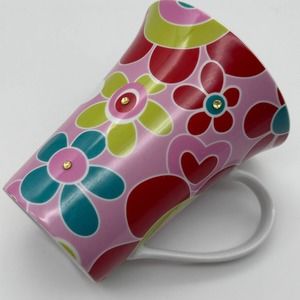 BELLA LUX Daisy Bling Porcelain Coffee Tea Mug